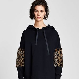 Zara Hoodie with Contrasting Leopard Sleeve
